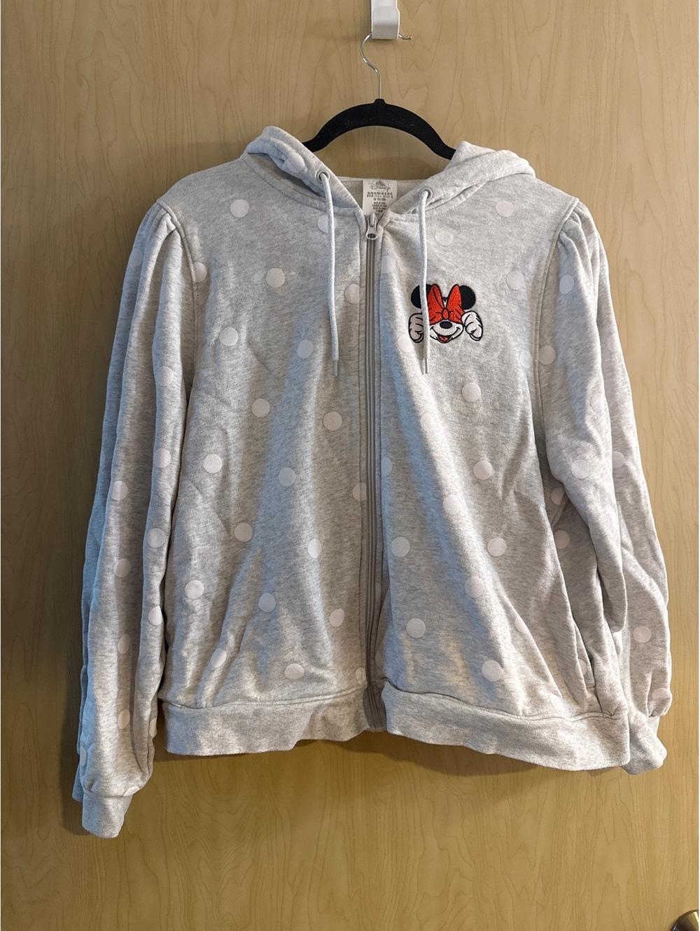 Disney Parks Minnie Mouse zip-up hoodie White polka dots size XL